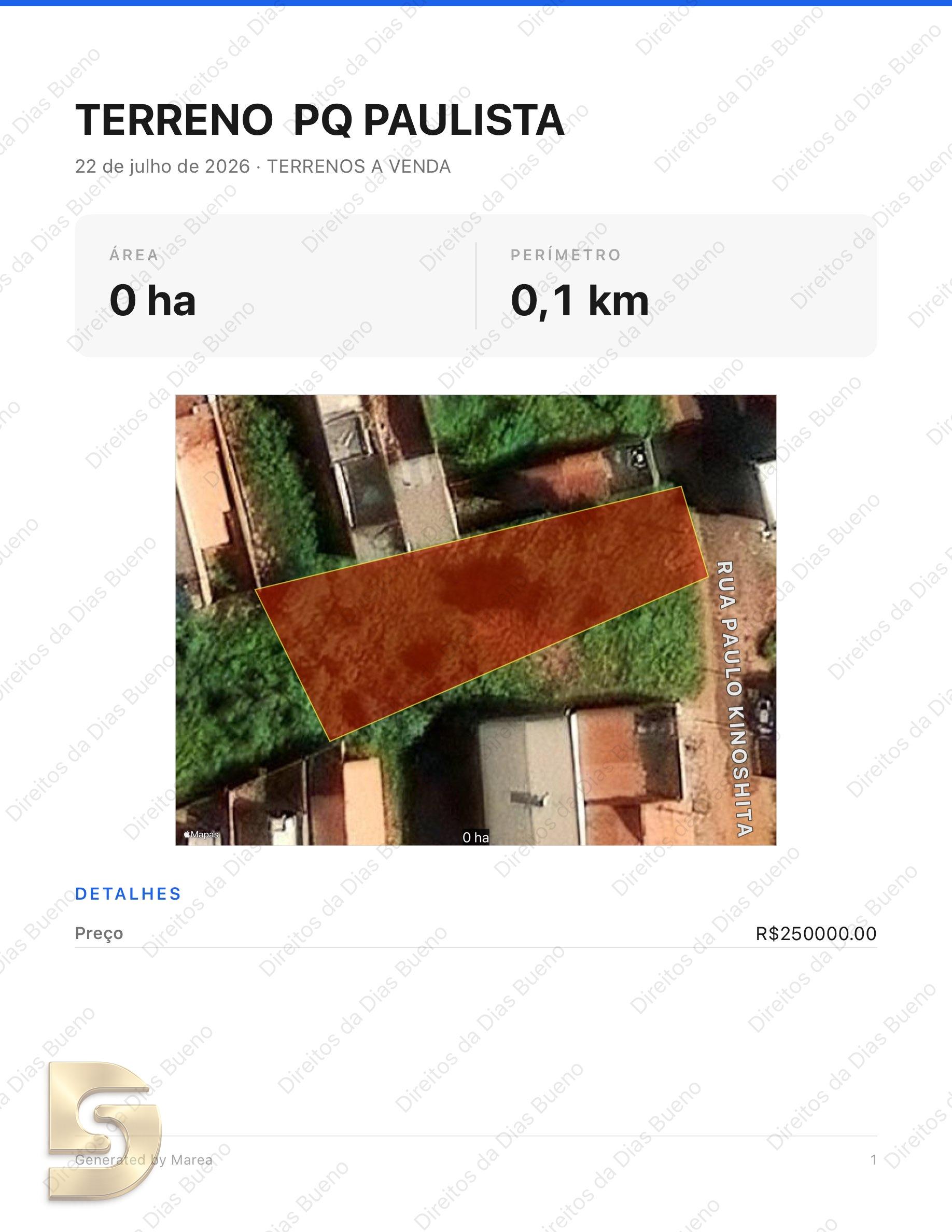 TERRENO PQ PAULISTA 730 M2